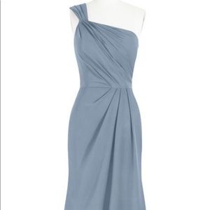 Azazie Carissa. Chiffon. Dusty blue. Size 10